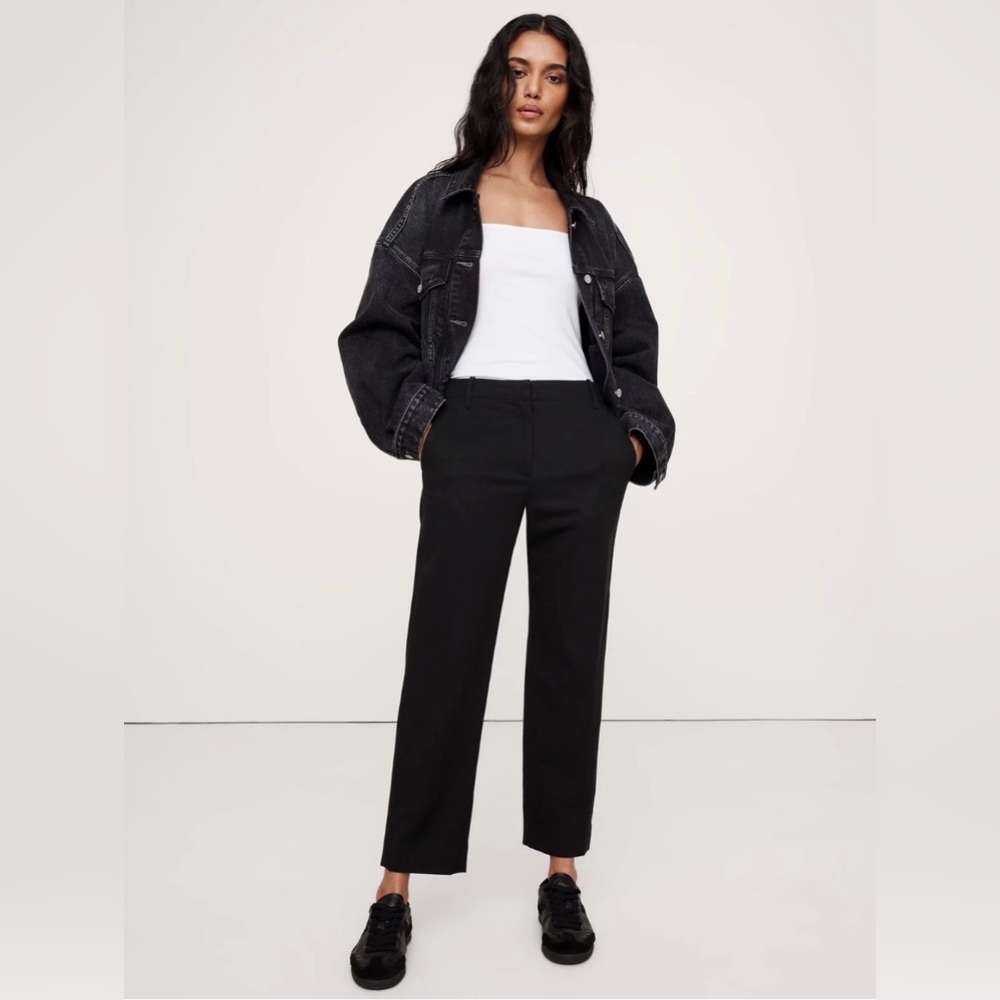 Banana Republic All Day Pant Tapered Black Tencel Blend Size S High Rise
